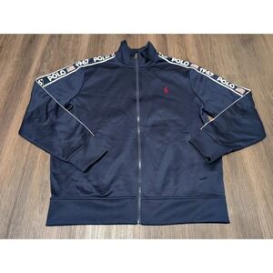 Polo Ralph Lauren Sport Track Jacket Full Zip 1967 Logo‎ Navy Blue Large READ